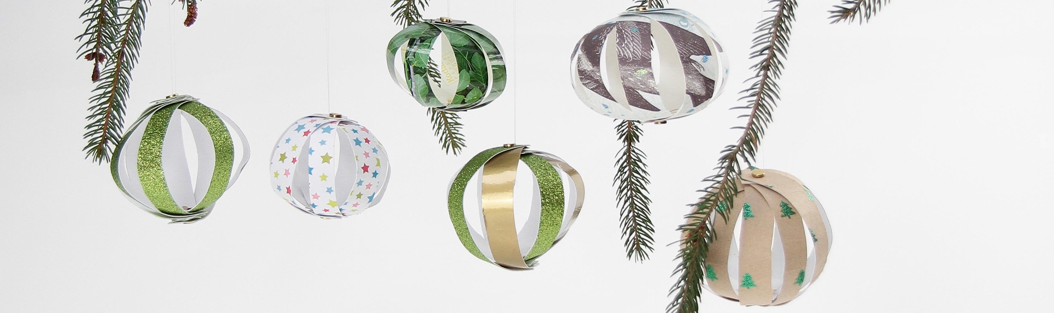 Christbaumkugeln – selbstgemachte Christbaumkugeln aus Weihnachtspapier