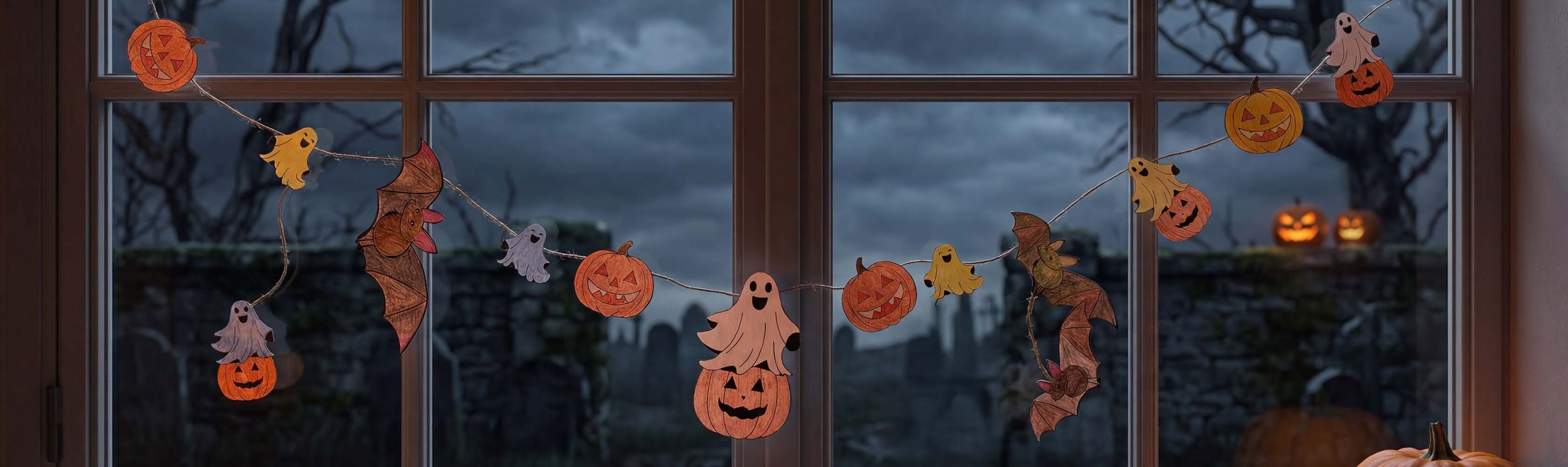 Halloween-Girlande: selbstgebastelte Girlande