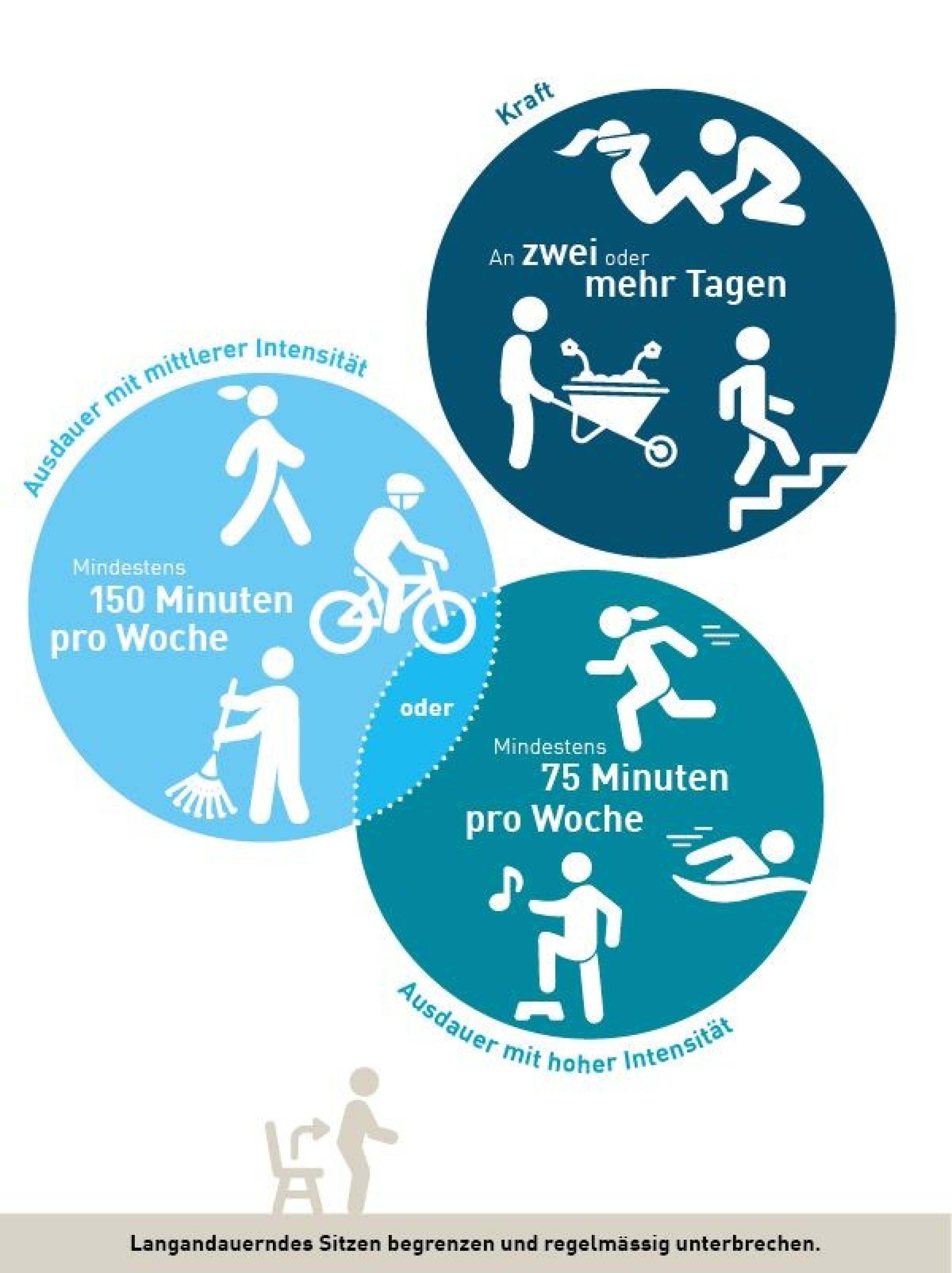 Schwanger werden – Grafik über den täglichen Bedarf an Bewegung für Erwachsene