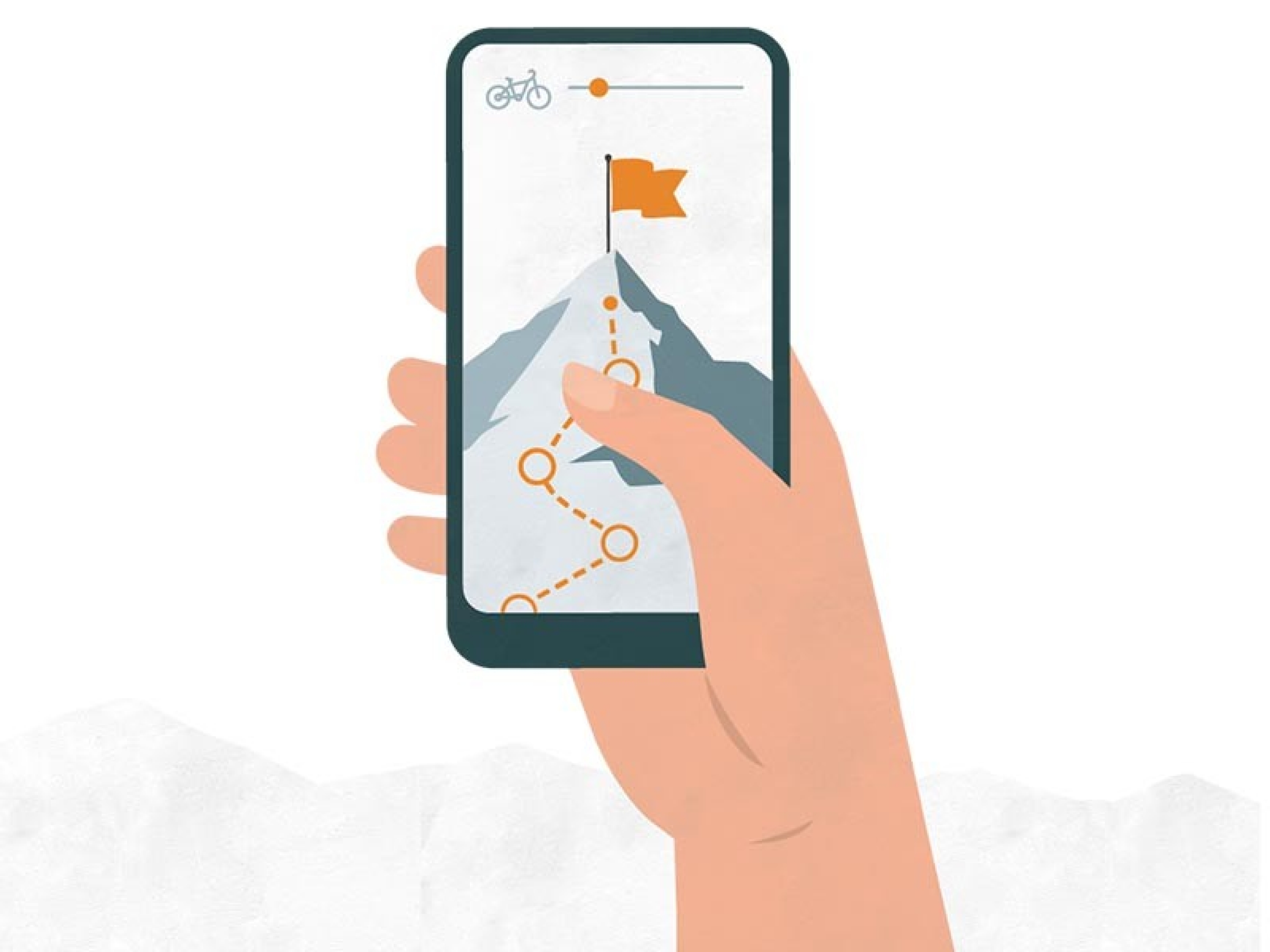 eine Illustration von einem Handy mit einer Velo-App.