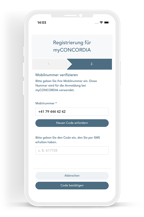 Visualisierung 3 - Mobilnummer eingeben und bestätigen