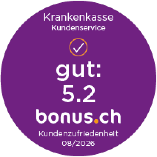 Kundenservice - Bonus.ch hat der CONCORDIA im Jahr 2026 die Bestnote 5.2 zur Vertragsabwicklung verliehen