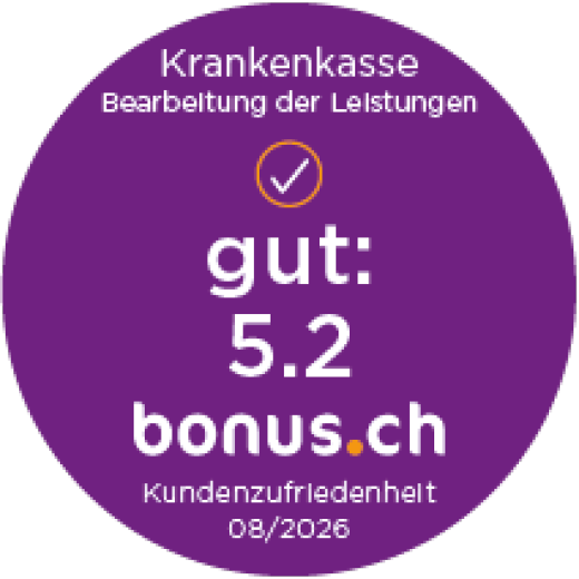 Bearbeitung der Leistungen - Bonus.ch hat der CONCORDIA im Jahr 2026 die Bestnote 5.2 zur Vertragsabwicklung verliehen