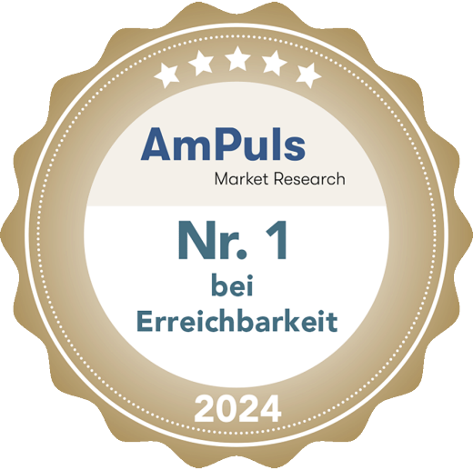 Kundenzufriedenheit - AmPuls hat die CONCORDIA im Jahr 2024 zu der Nr. 1 Versicherung in der Schweiz bezüglich "Erreichbarkeit" ernannt