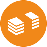 A white wad of money on an orange background as a pictogram.