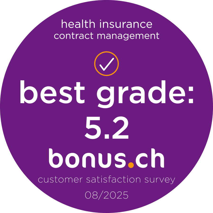 Vertragsabwicklung - Bonus.ch hat der CONCORDIA im Jahr 2025 die Bestnote 5.2 zur Vertragsabwicklung verliehen