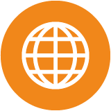 Myself - A circle with a networked globe in the centre