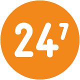 Myself - A circle with the numbers 24 and superscript 7 written in the centre