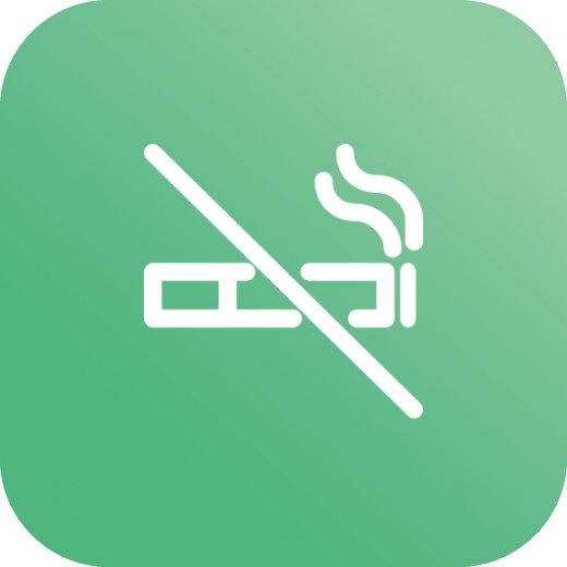 Une cigarette blanche barrée sur un fond vert clair