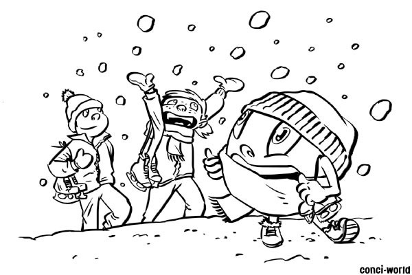Conci mit Kindern im Schnee