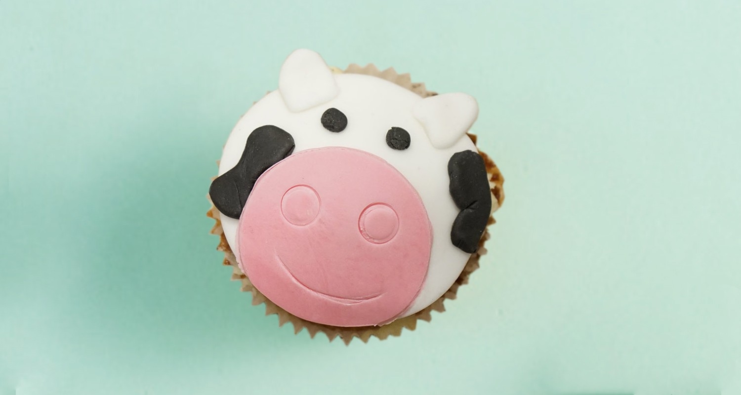Cupcake-Deko Kuh aus Fondant