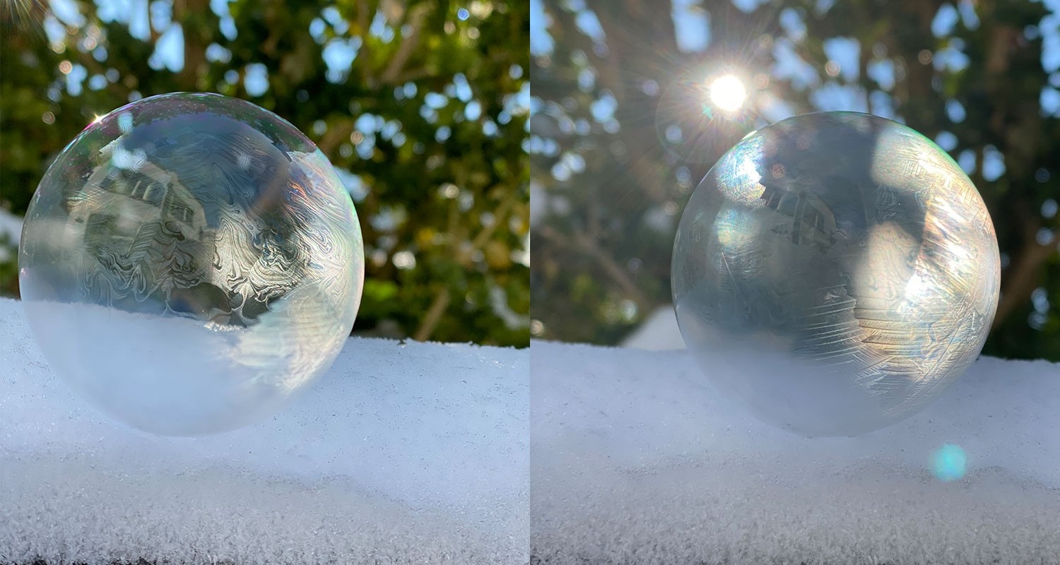 Due bolle di sapone ghiacciate